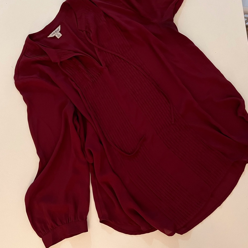 Lucky Brand Casual Crimson Pleated Blouse